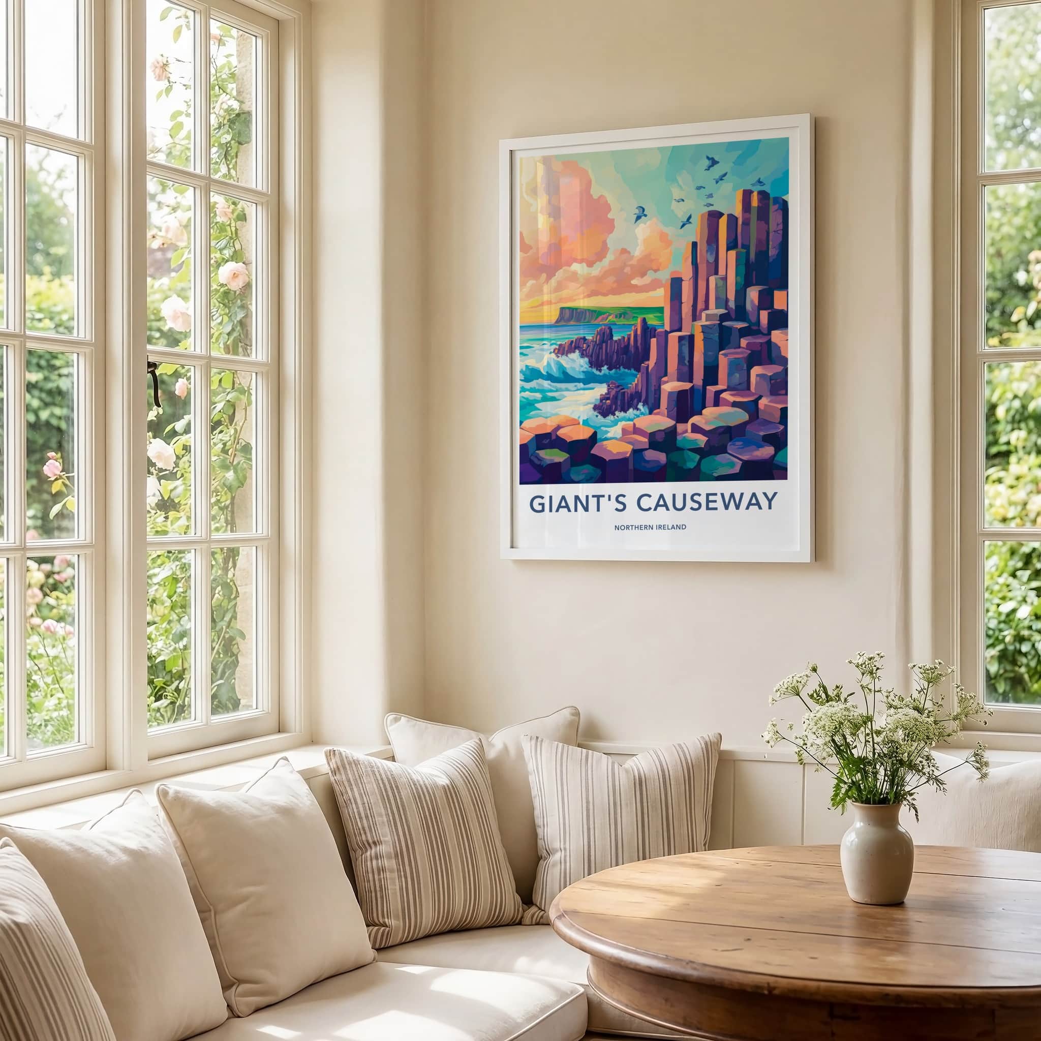 Giants Causeway Poster - Northern Ireland Wall Art - Vivid Basalt Columns Gift