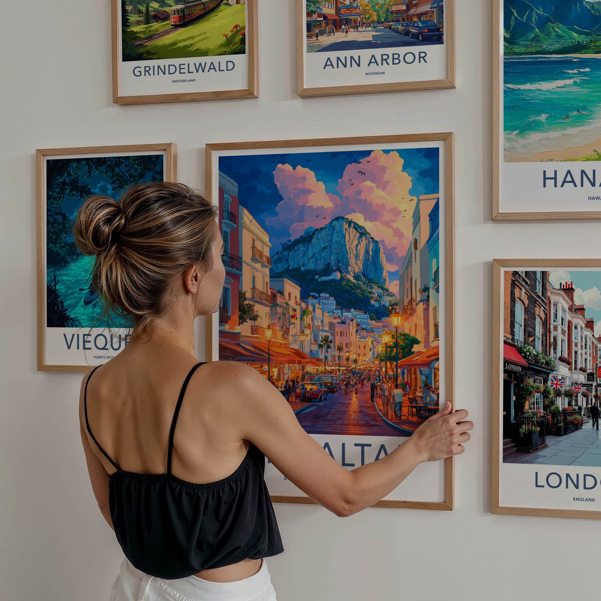 Gibraltar Poster - United Kingdom Travel Art - Rock Street Evening Home Decor