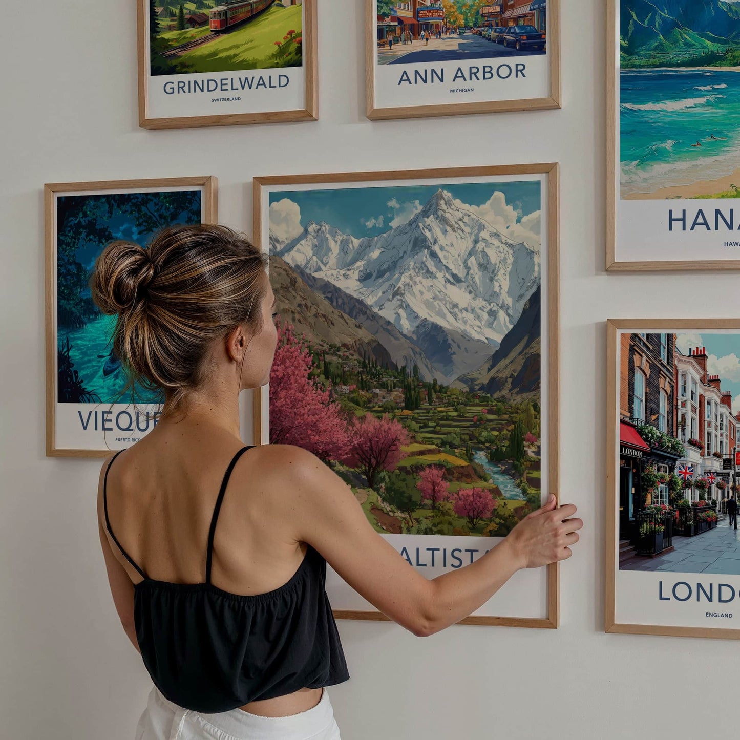 Gilgit-Baltistan Poster - Pakistan Travel Art - Cherry Blossoms Wall Decor