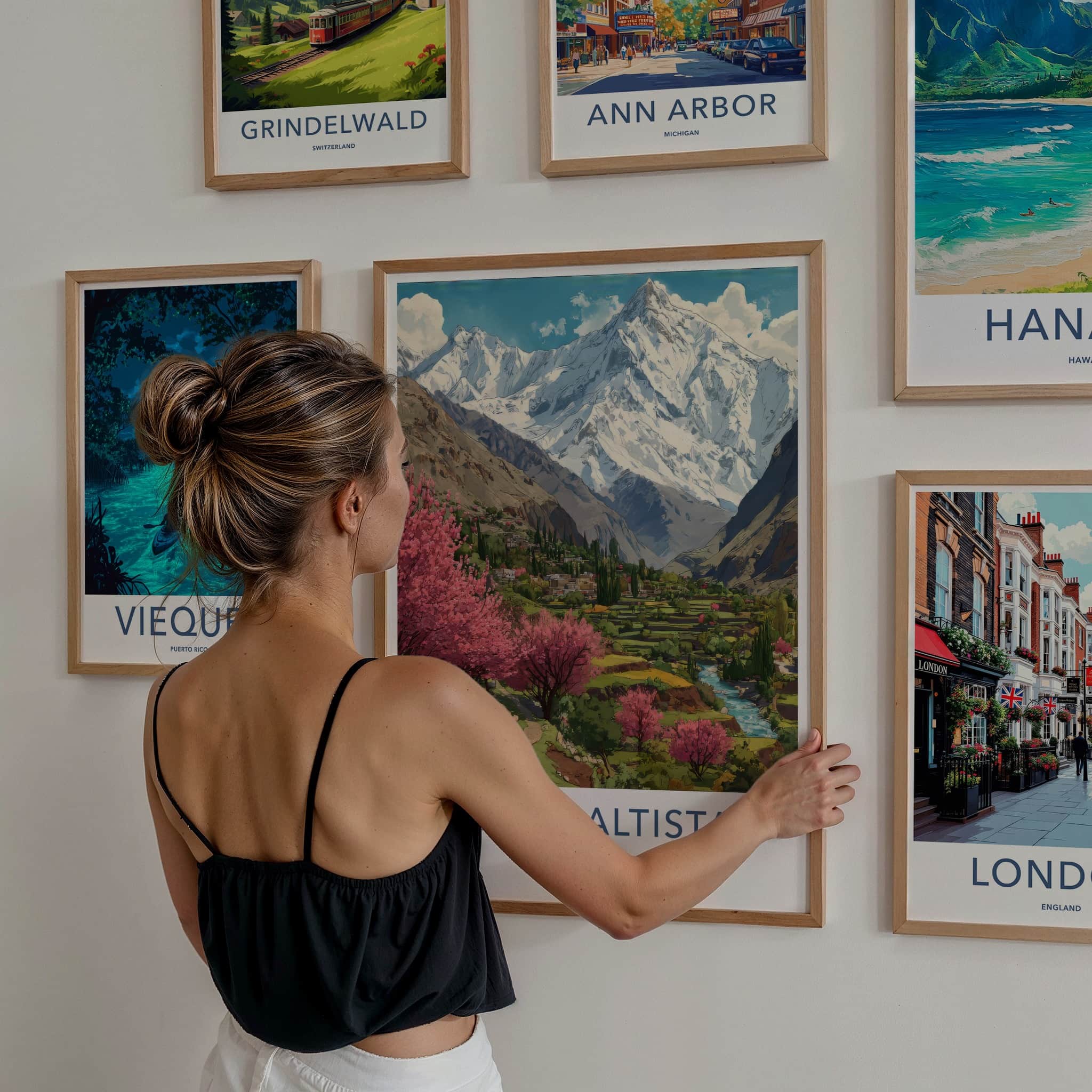 Gilgit-Baltistan Poster - Pakistan Travel Art - Cherry Blossoms Wall Decor