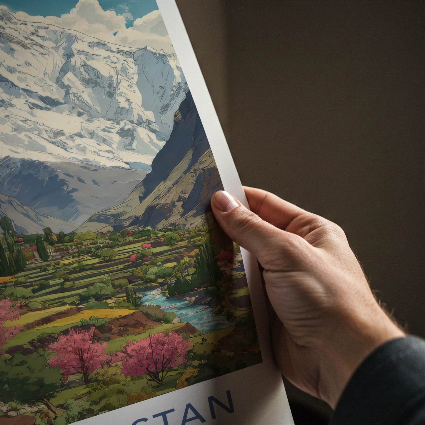 Gilgit-Baltistan Poster - Pakistan Travel Art - Cherry Blossoms Wall Decor