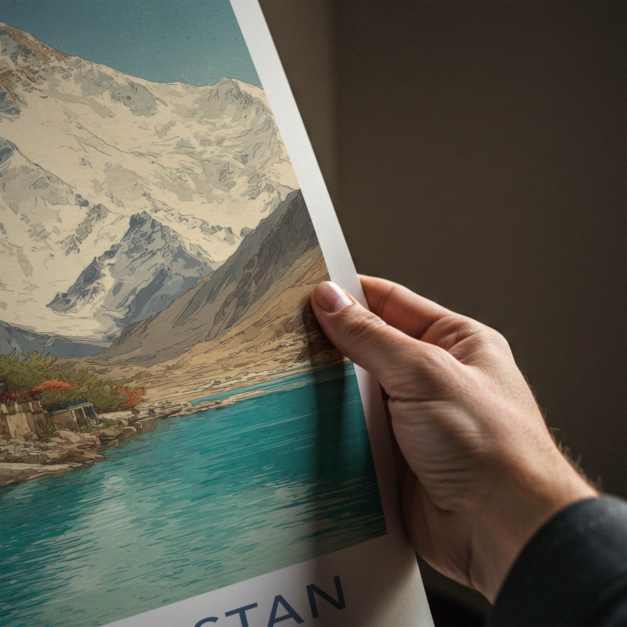 Gilgit-Baltistan Poster - Pakistan Travel Art - Mountain River Village Home Decor