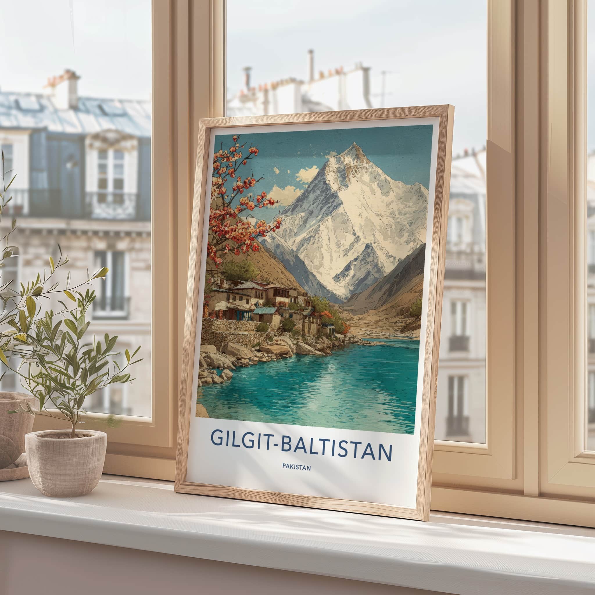 Gilgit-Baltistan Poster - Pakistan Travel Art - Mountain River Village Home Decor