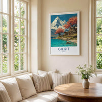 Gilgit Poster - Pakistan Travel Art - Spring Mountain Lake Home Decor