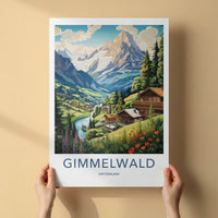 Gimmelwald Poster - Switzerland Travel Art - Alpine Village River Home Decor