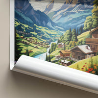 Gimmelwald Poster - Switzerland Travel Art - Alpine Village River Home Decor
