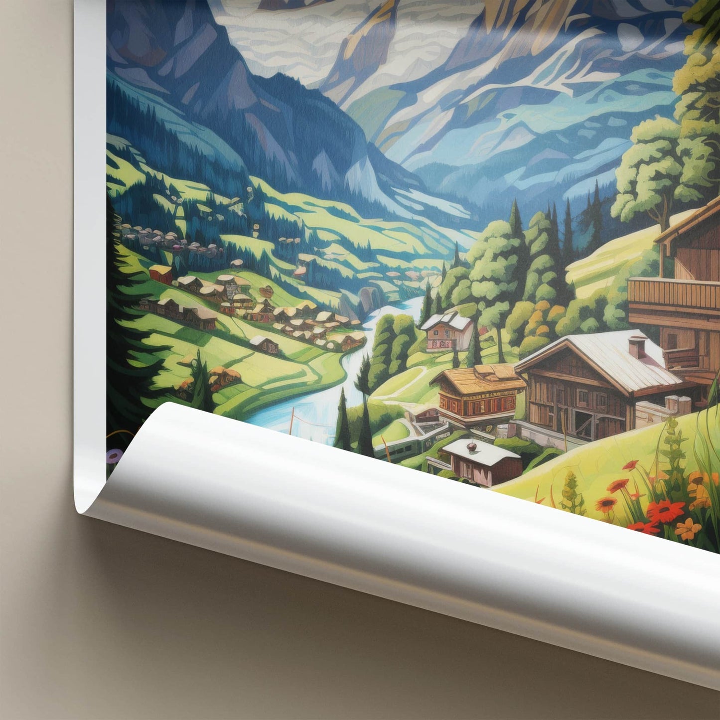 Gimmelwald Poster - Switzerland Travel Art - Alpine Village River Home Decor