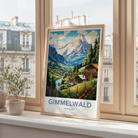 Gimmelwald Poster - Switzerland Travel Art - Alpine Village River Home Decor