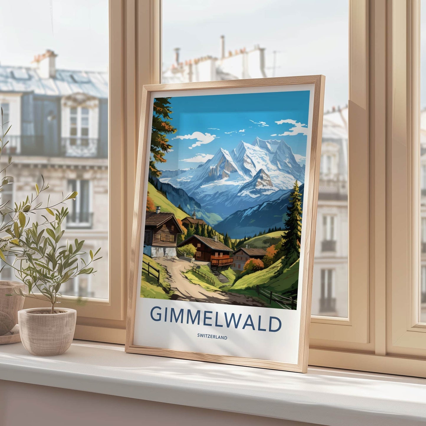 Gimmelwald Poster - Switzerland Travel Art - Alpine Village Scene Home Decor