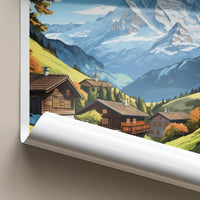 Gimmelwald Poster - Switzerland Travel Art - Alpine Village Scene Home Decor