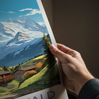Gimmelwald Poster - Switzerland Travel Art - Alpine Village Scene Home Decor