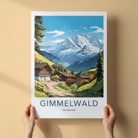 Gimmelwald Poster - Switzerland Travel Art - Alpine Village Scene Home Decor