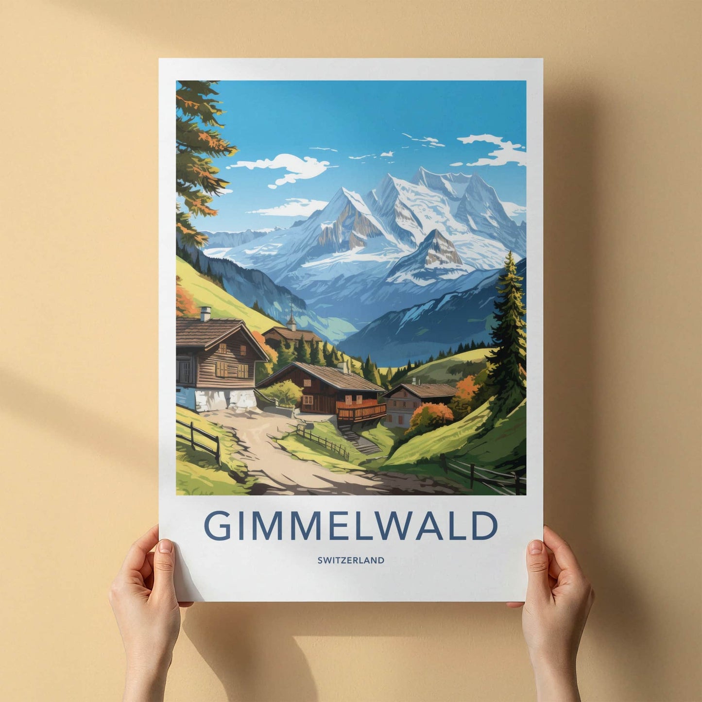 Gimmelwald Poster - Switzerland Travel Art - Alpine Village Scene Home Decor
