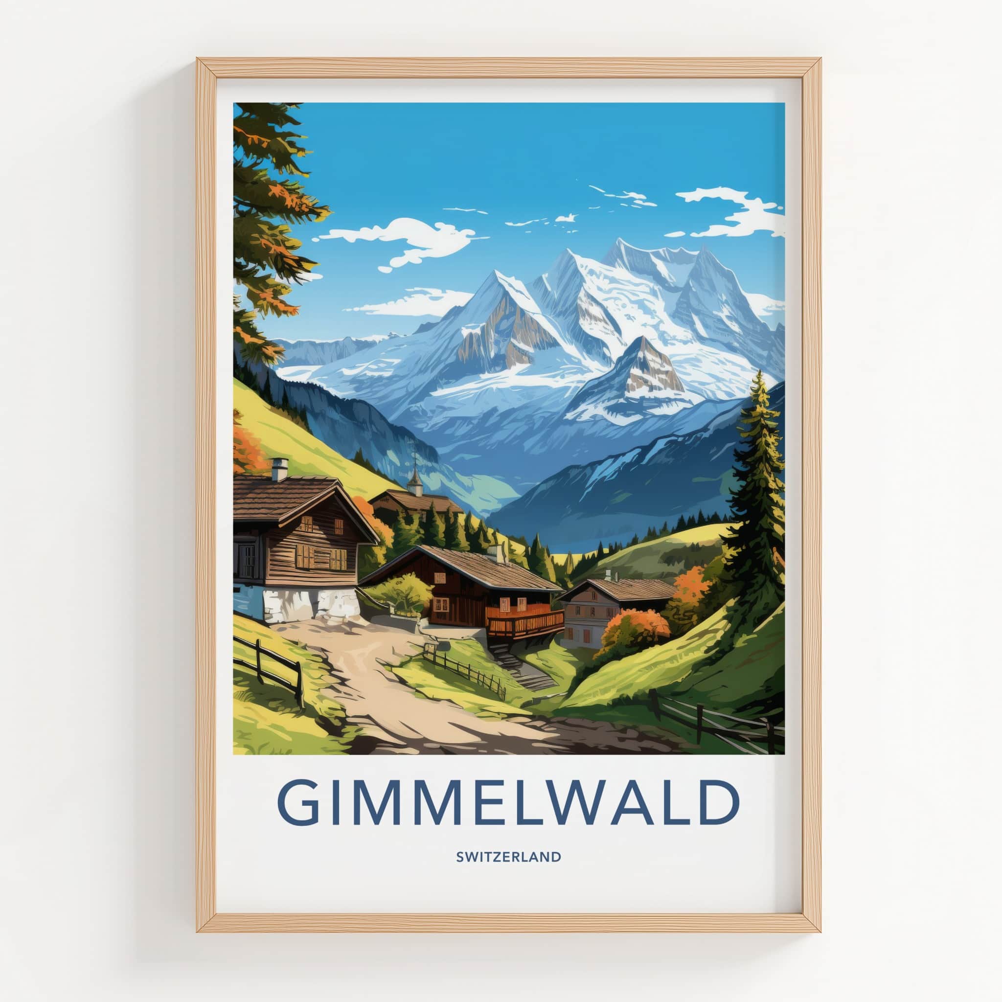Gimmelwald Poster - Switzerland Travel Art - Alpine Village Scene Home Decor