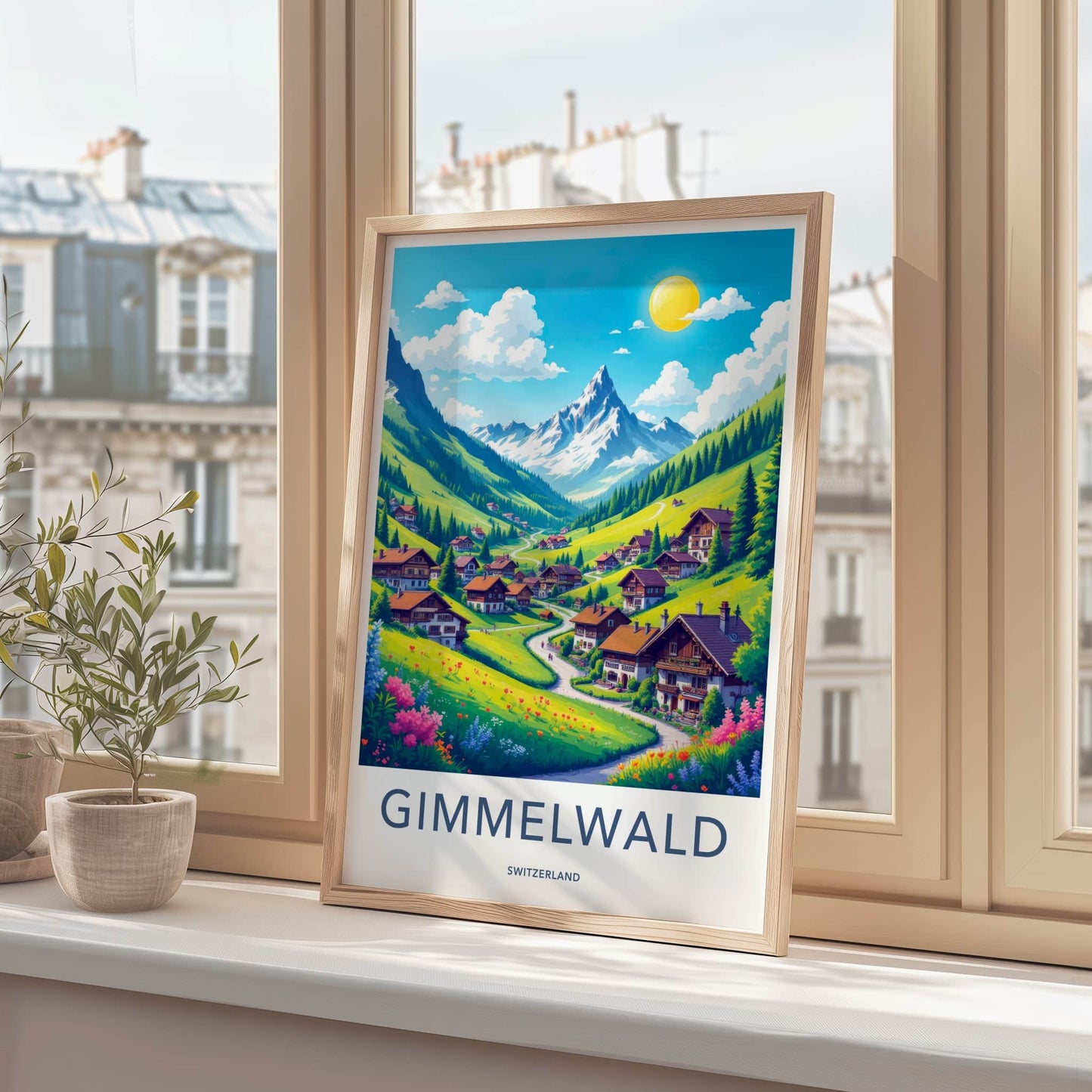 Gimmelwald Poster - Switzerland Travel Art - Alpine Village Valley Home Decor