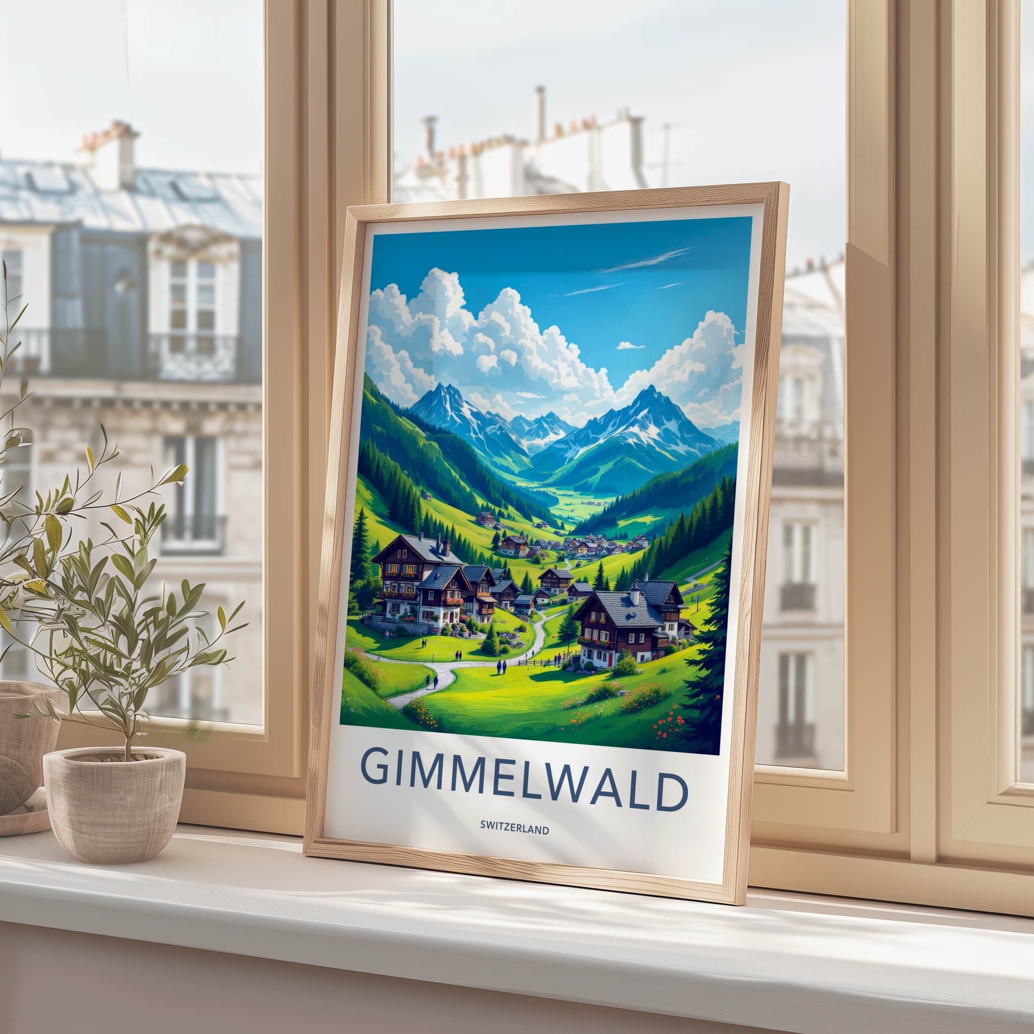 Gimmelwald Poster - Switzerland Travel Art - Green Mountain Village Home Decor