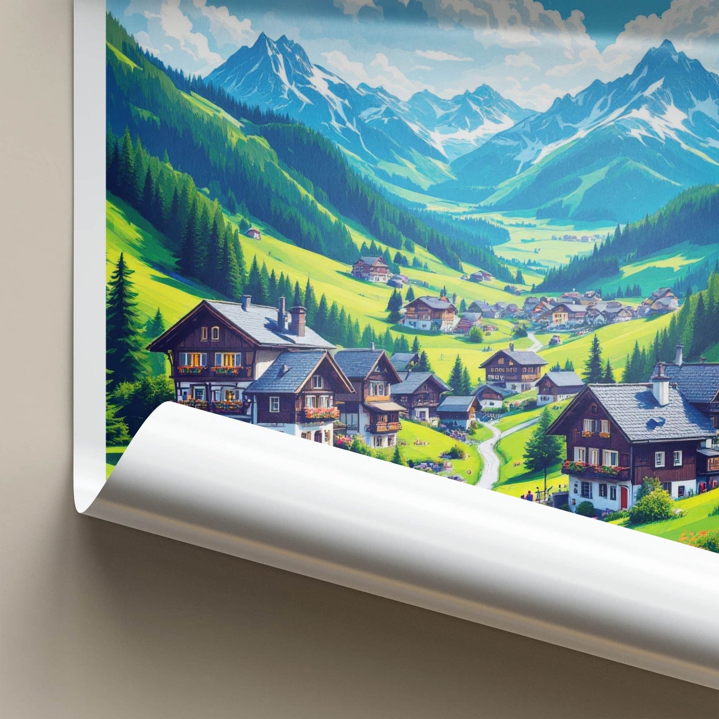 Gimmelwald Poster - Switzerland Travel Art - Green Mountain Village Home Decor