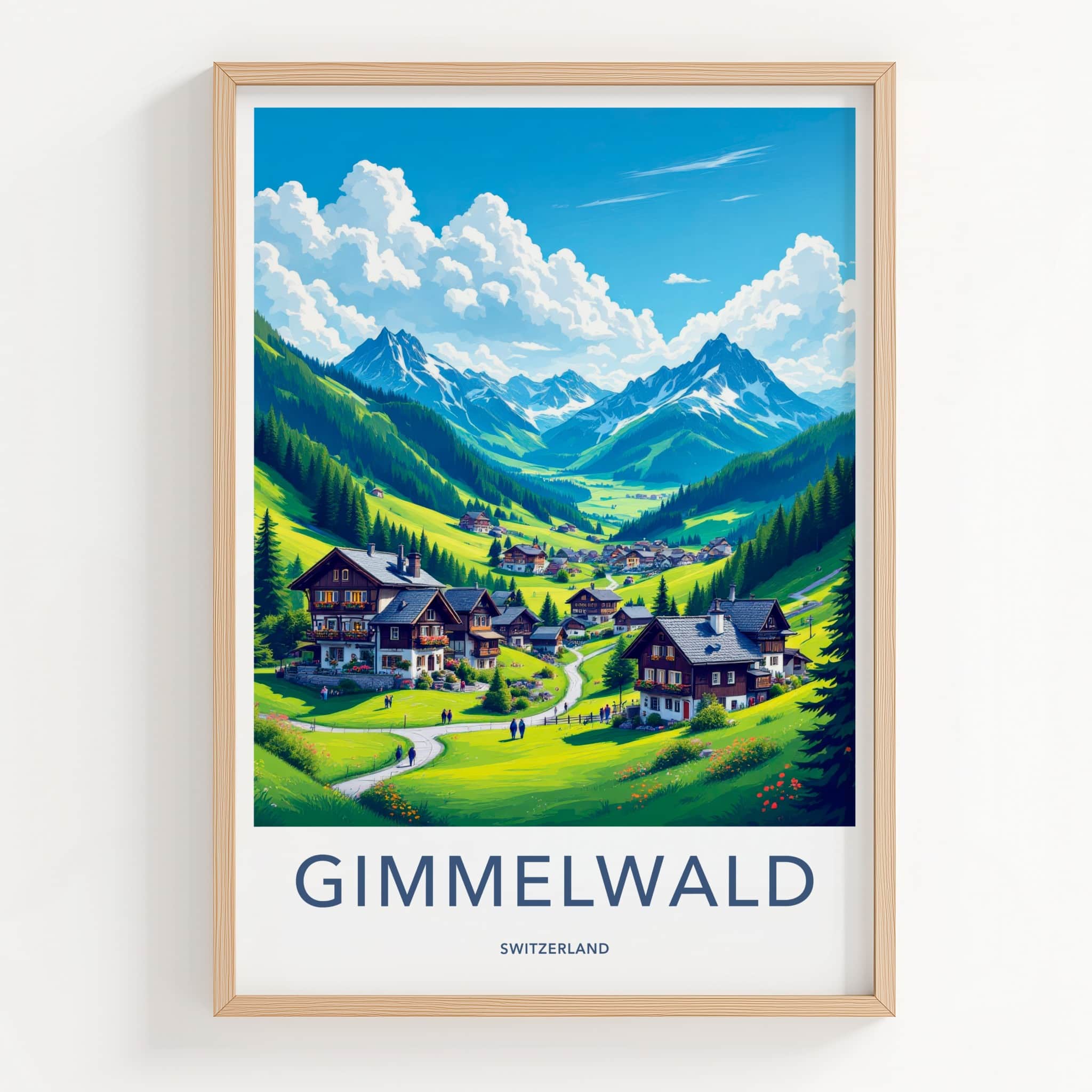 Gimmelwald Poster - Switzerland Travel Art - Green Mountain Village Home Decor