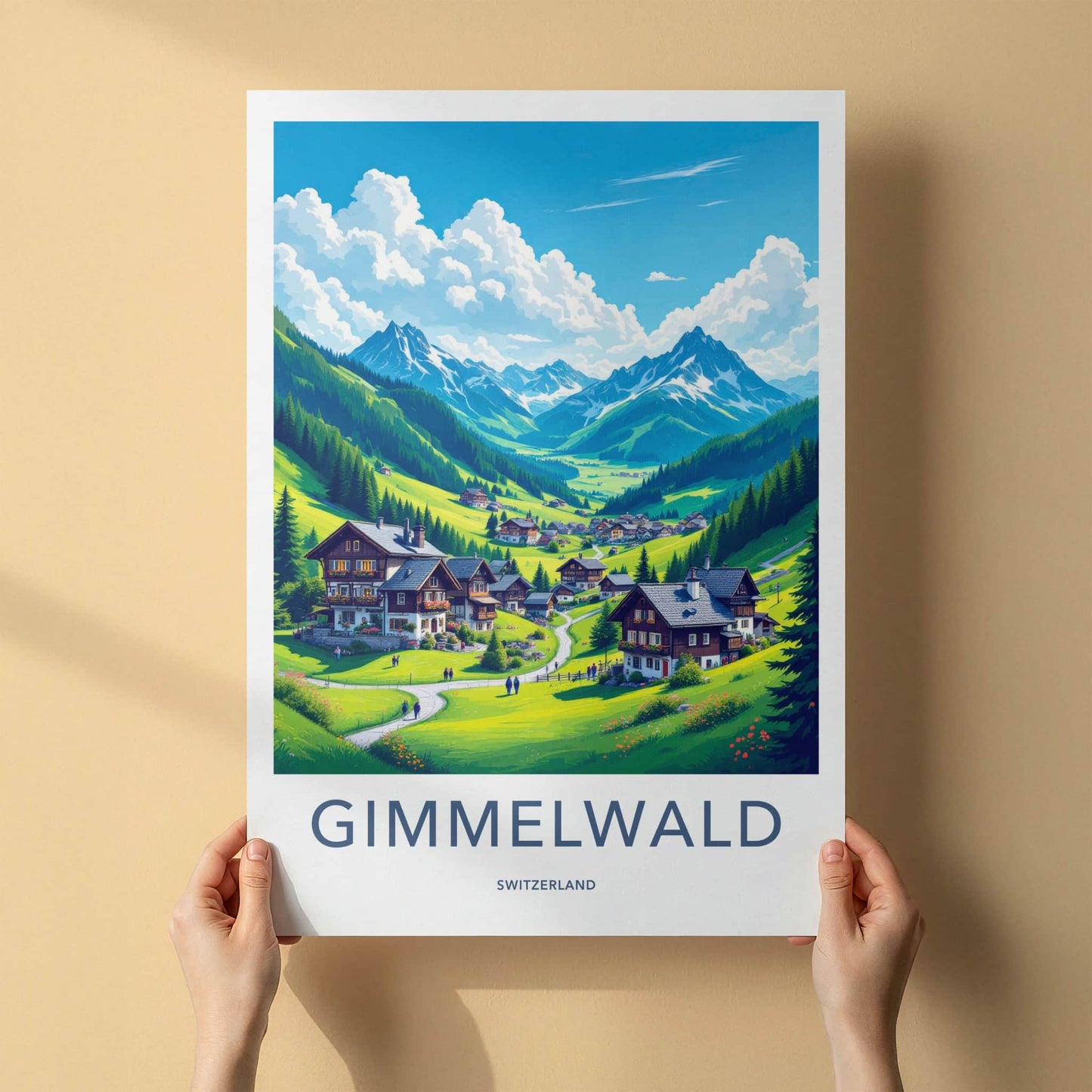 Gimmelwald Poster - Switzerland Travel Art - Green Mountain Village Home Decor