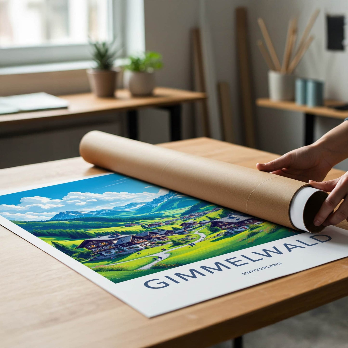 Gimmelwald Poster - Switzerland Travel Art - Green Mountain Village Home Decor