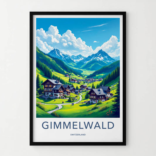 Gimmelwald Poster - Switzerland Travel Art - Green Mountain Village Home Decor