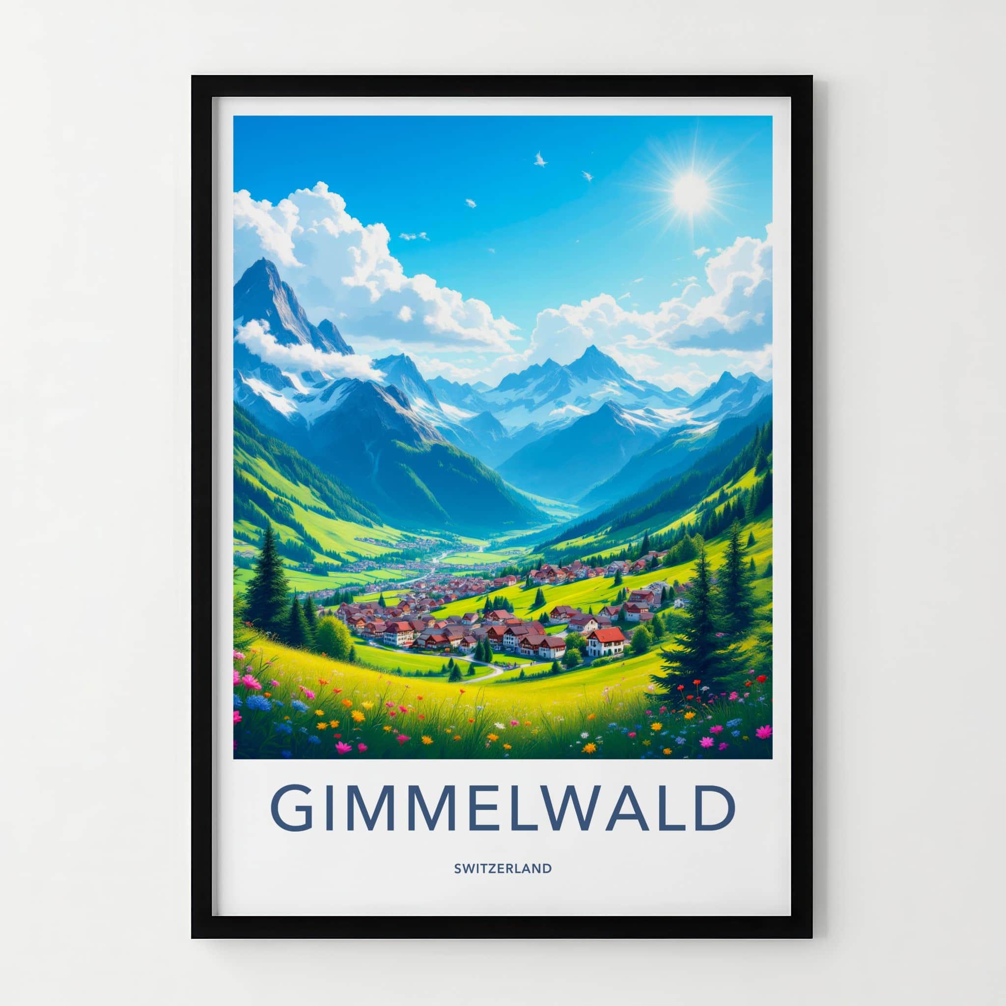 Gimmelwald Poster - Switzerland Travel Art - Scenic Mountain Village Home Decor