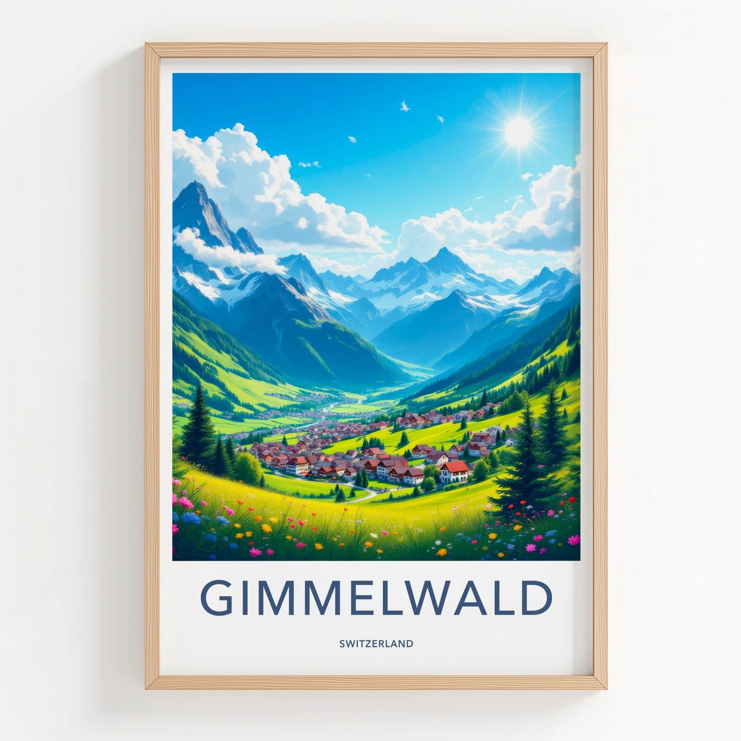 Gimmelwald Poster - Switzerland Travel Art - Scenic Mountain Village Home Decor