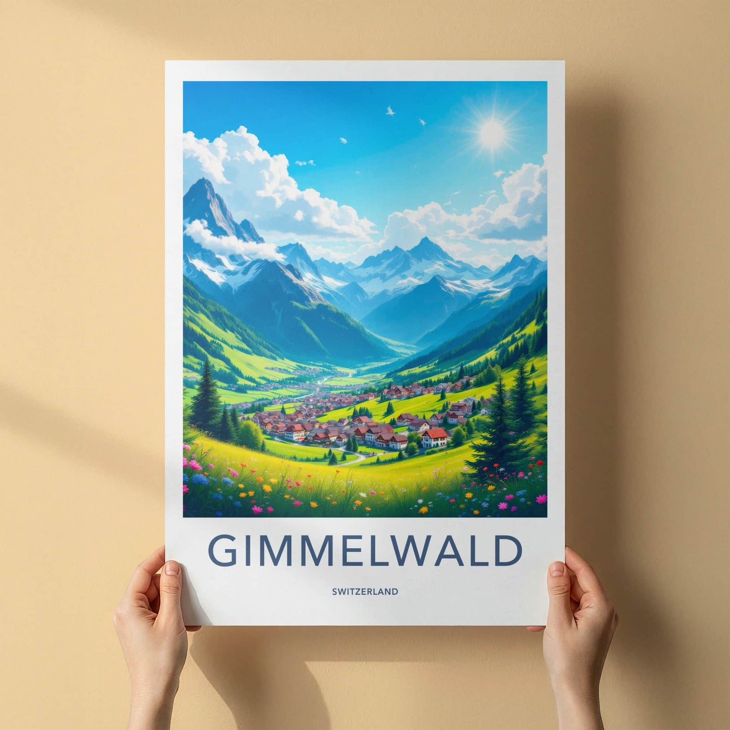 Gimmelwald Poster - Switzerland Travel Art - Scenic Mountain Village Home Decor