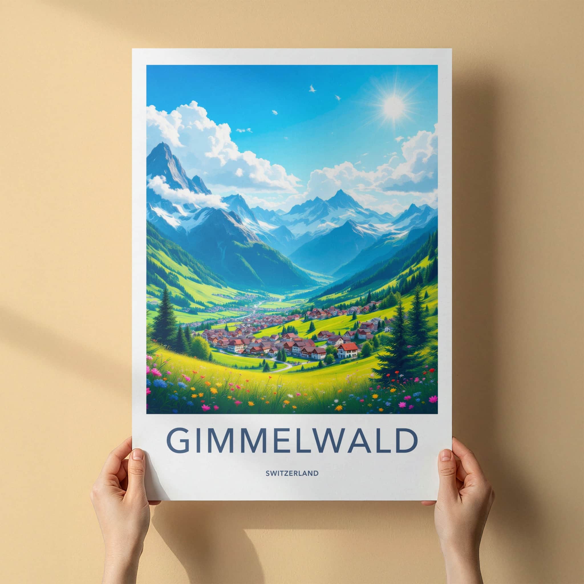Gimmelwald Poster - Switzerland Travel Art - Scenic Mountain Village Home Decor