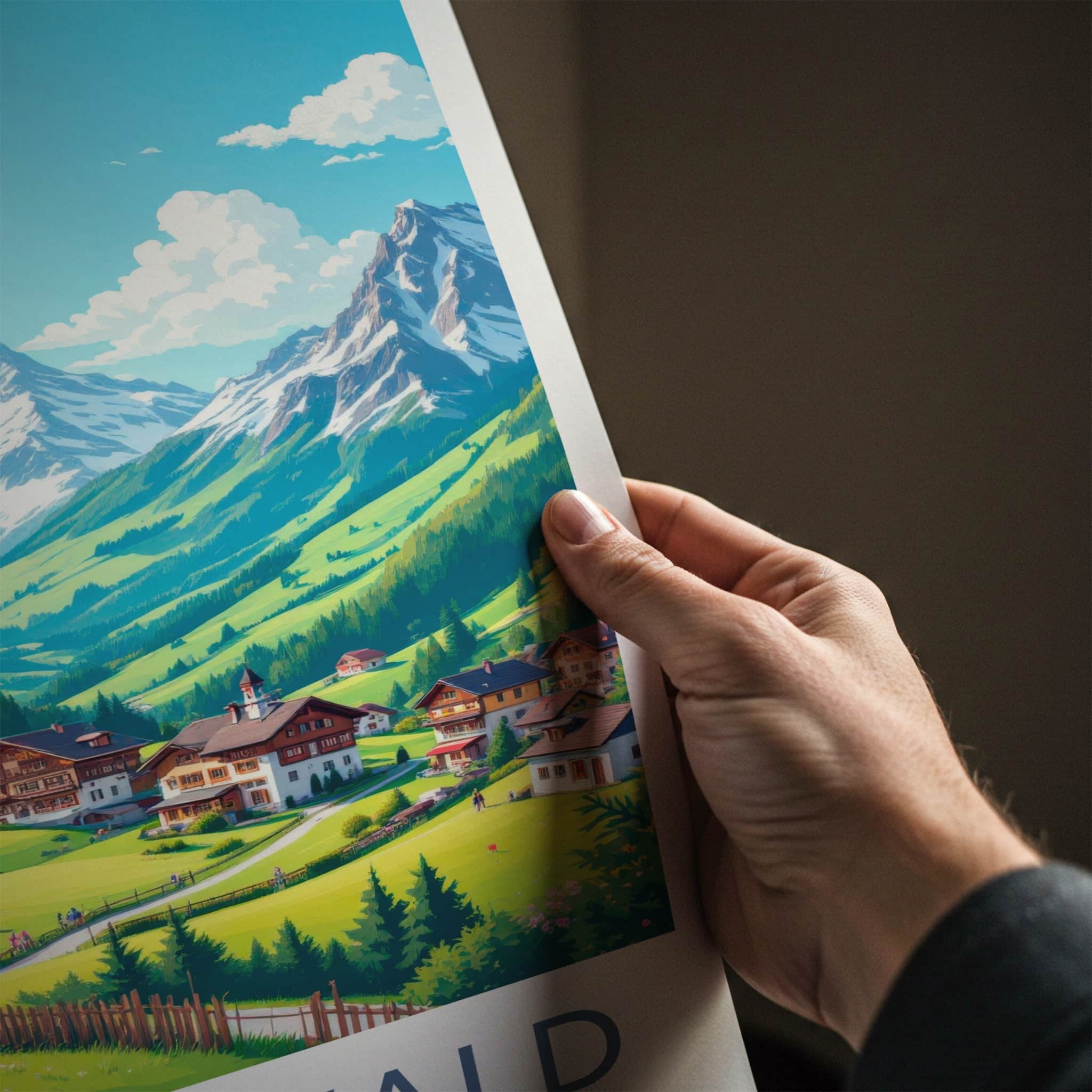 Gimmelwald Poster - Switzerland Travel Art - Sunny Alpine Village Wall Decor