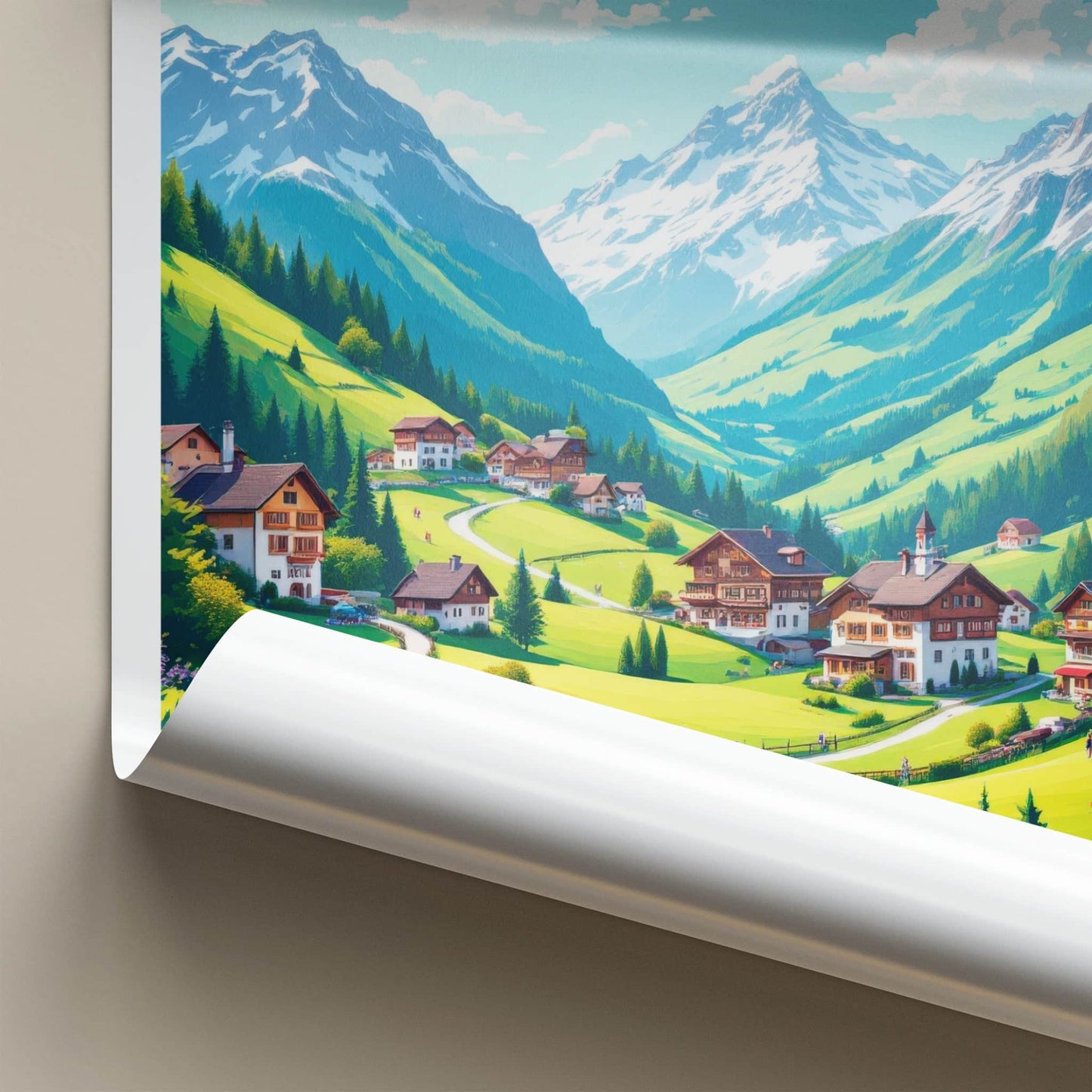 Gimmelwald Poster - Switzerland Travel Art - Sunny Alpine Village Wall Decor
