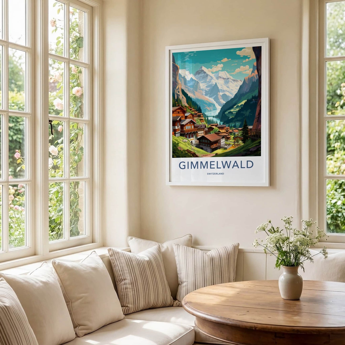 Gimmelwald Poster - Switzerland Travel Art - Swiss Chalet Valley Home Decor