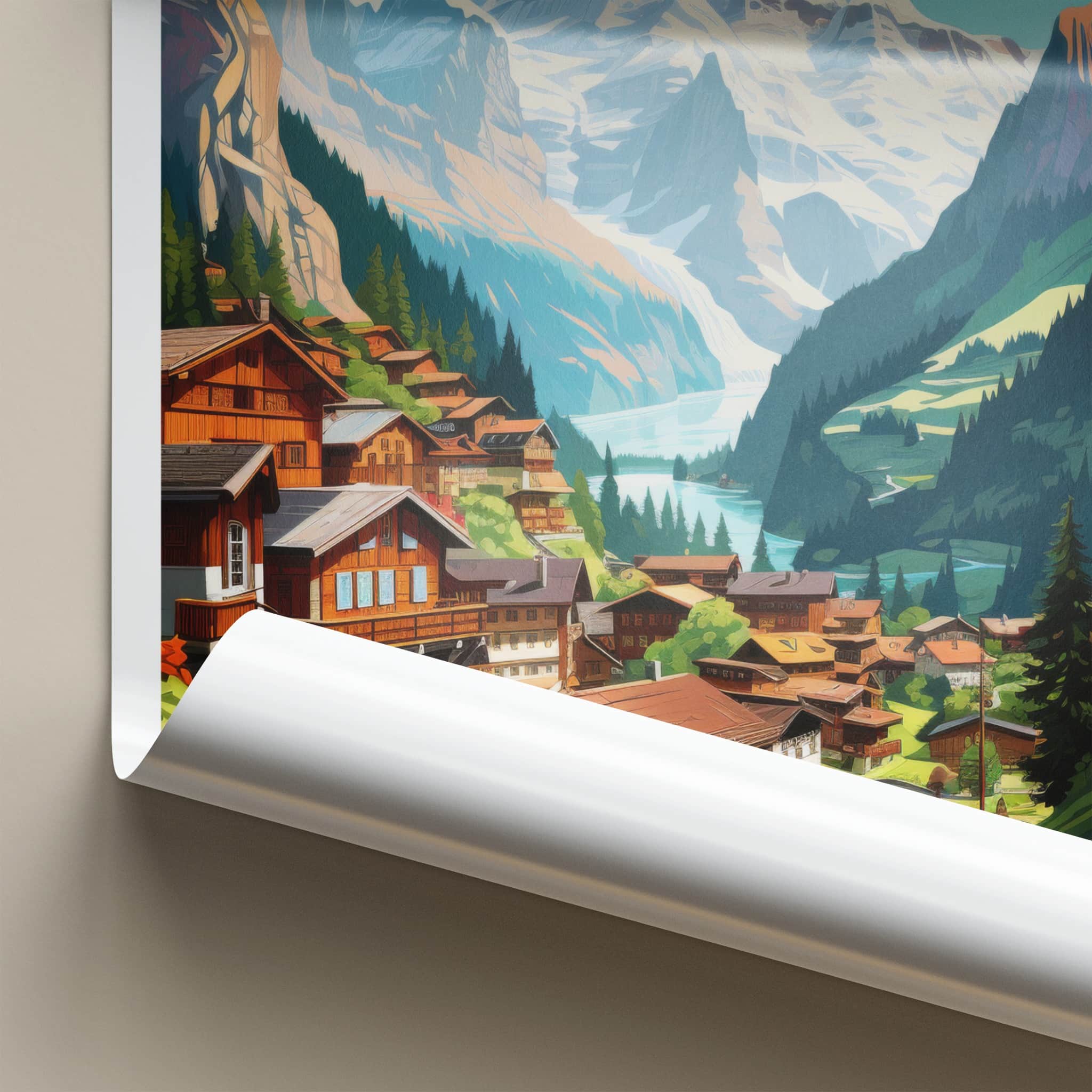 Gimmelwald Poster - Switzerland Travel Art - Swiss Chalet Valley Home Decor
