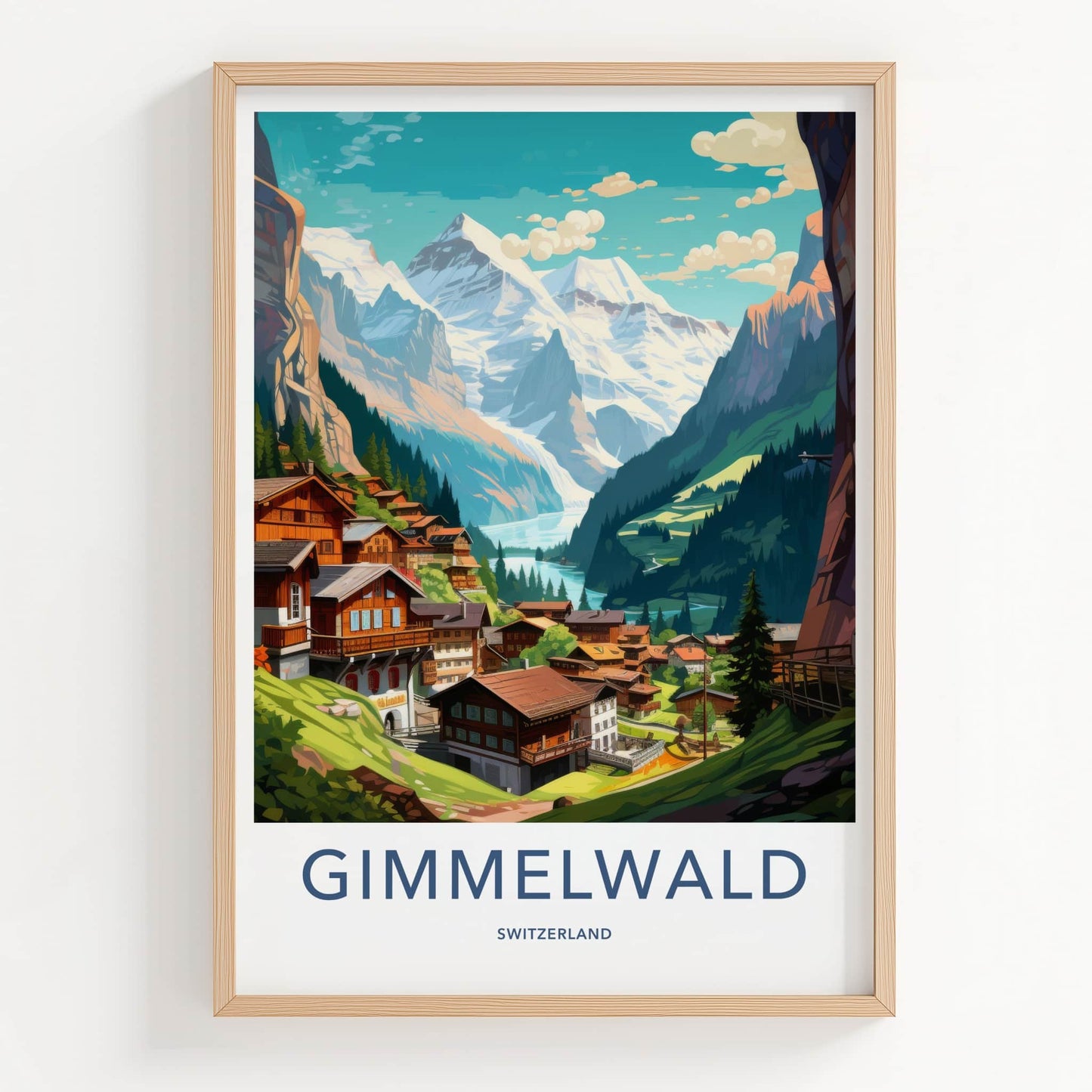 Gimmelwald Poster - Switzerland Travel Art - Swiss Chalet Valley Home Decor