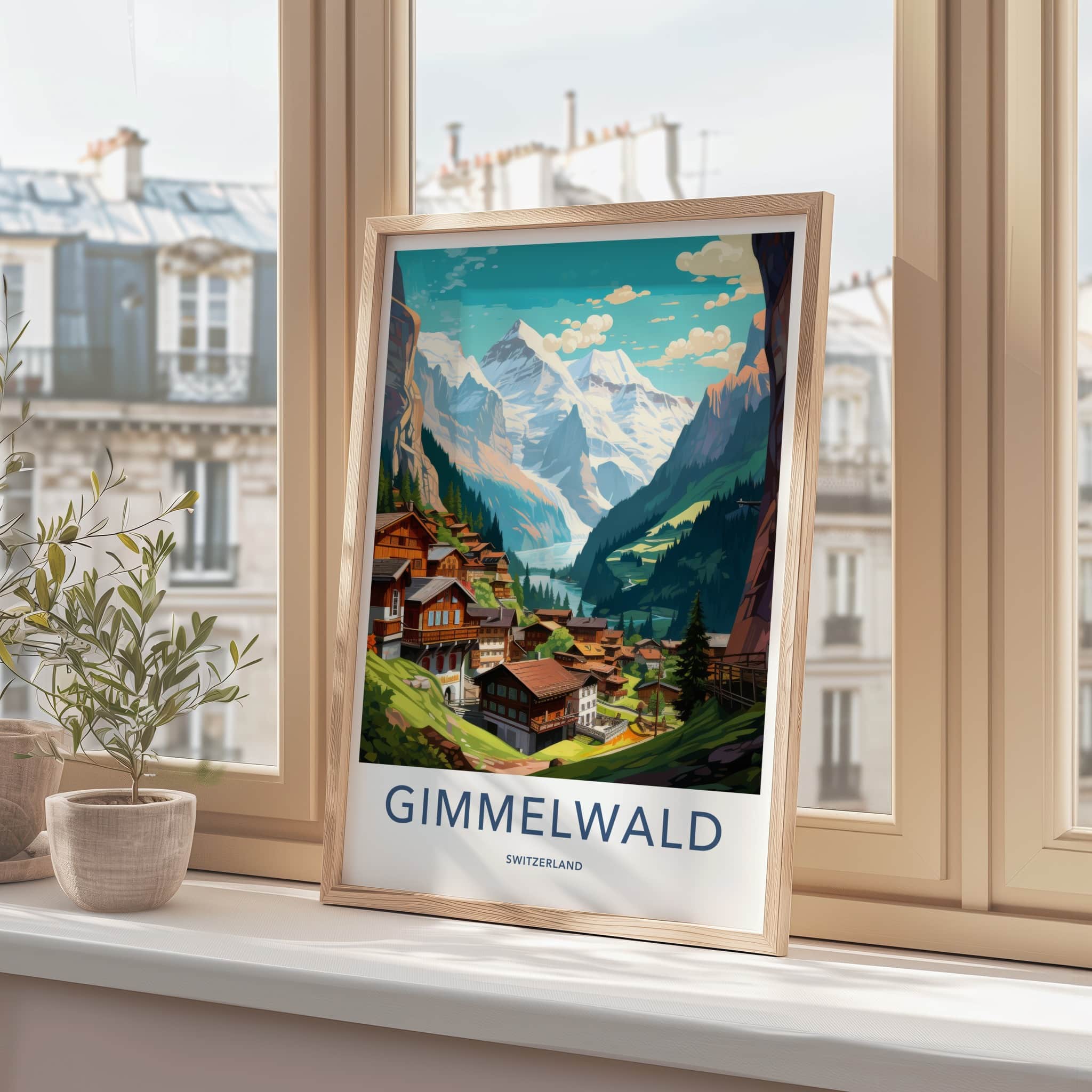 Gimmelwald Poster - Switzerland Travel Art - Swiss Chalet Valley Home Decor
