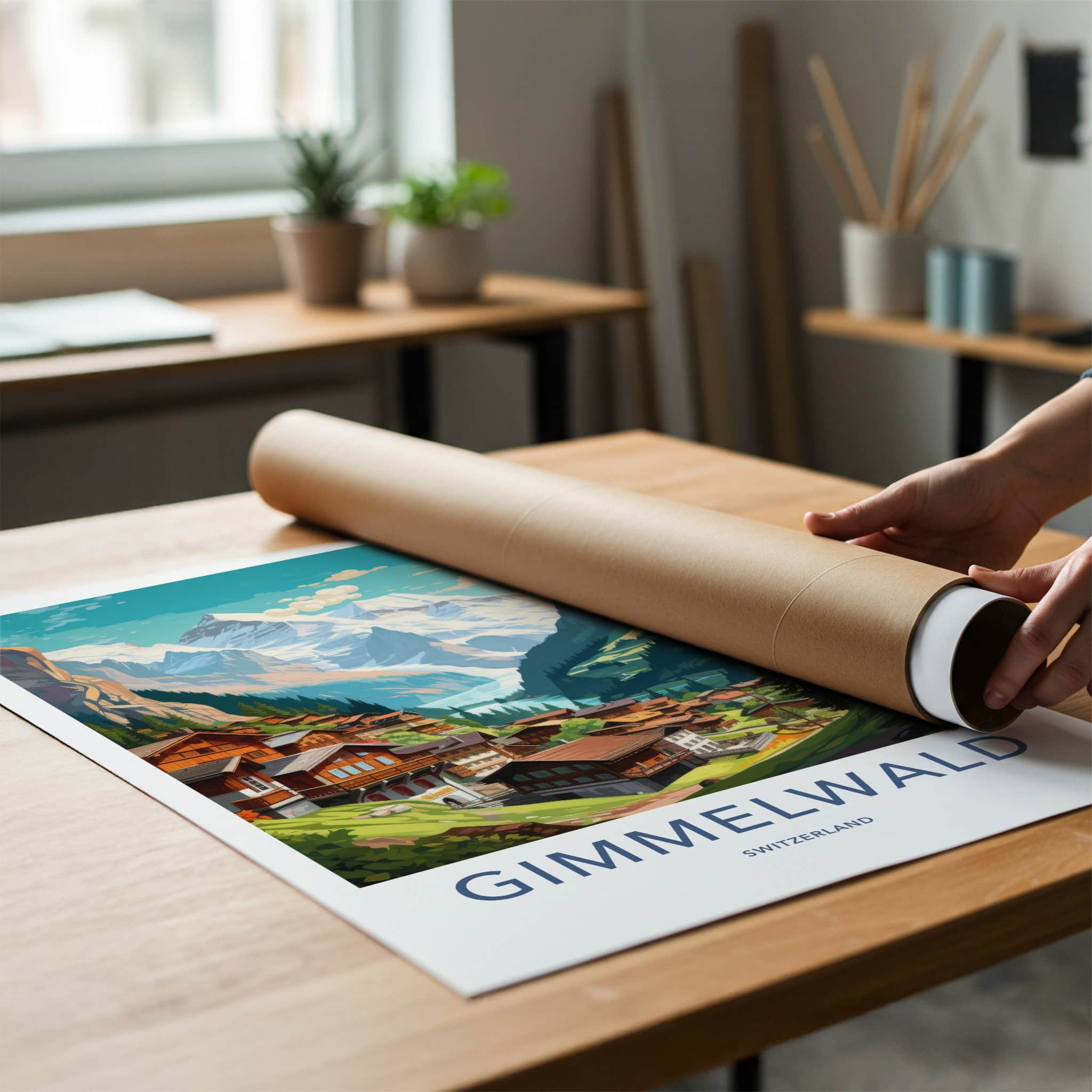 Gimmelwald Poster - Switzerland Travel Art - Swiss Chalet Valley Home Decor
