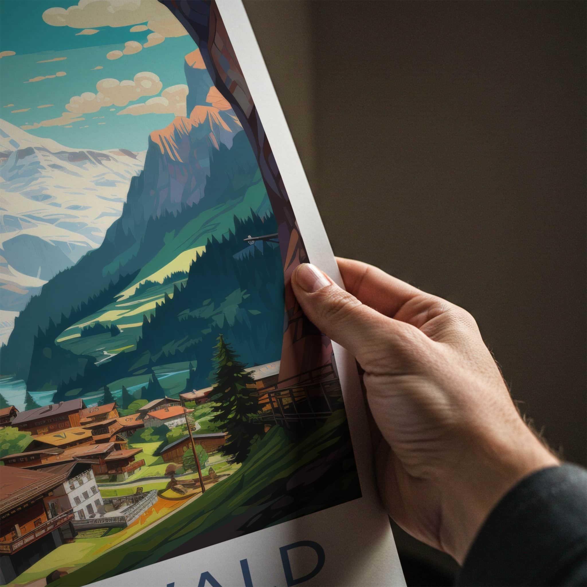 Gimmelwald Poster - Switzerland Travel Art - Swiss Chalet Valley Home Decor