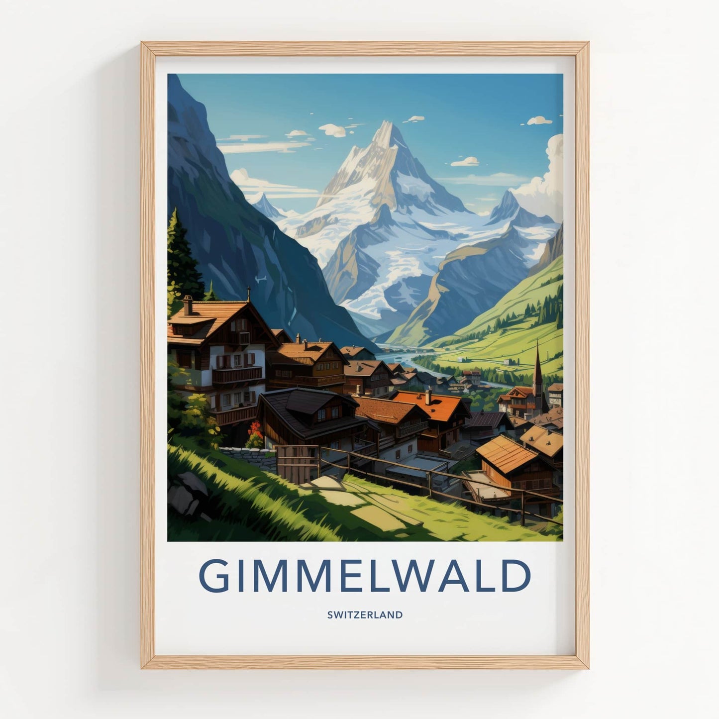 Gimmelwald Poster - Switzerland Travel Print - Alpine Village Panorama Home Decor