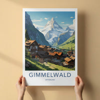 Gimmelwald Poster - Switzerland Travel Print - Alpine Village Panorama Home Decor