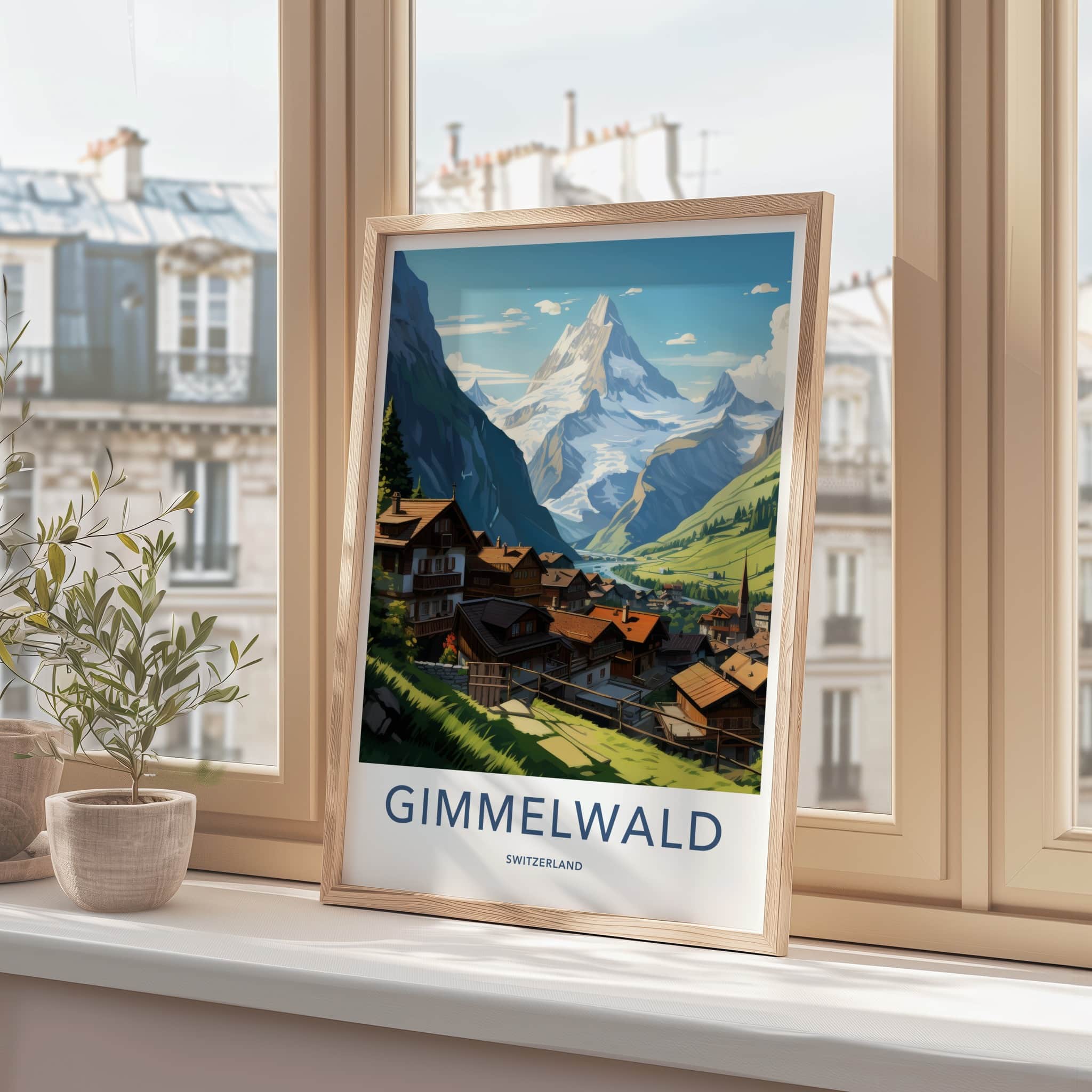 Gimmelwald Poster - Switzerland Travel Print - Alpine Village Panorama Home Decor
