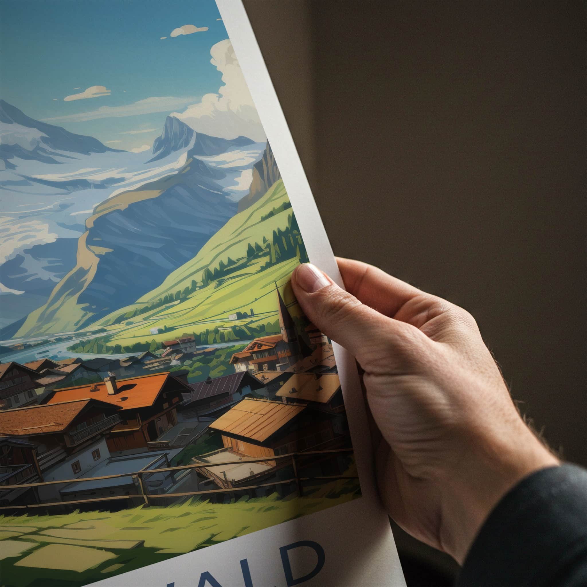 Gimmelwald Poster - Switzerland Travel Print - Alpine Village Panorama Home Decor
