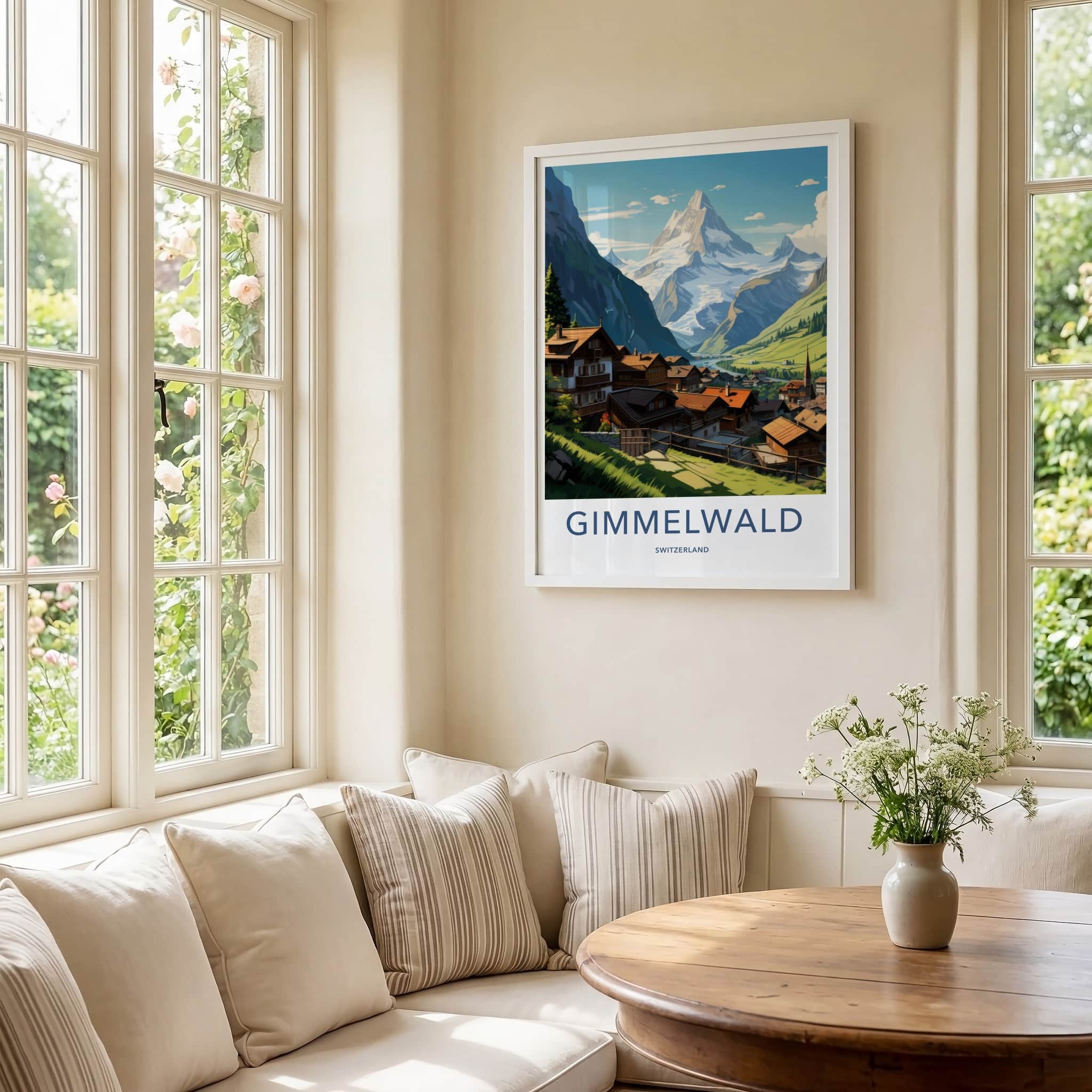 Gimmelwald Poster - Switzerland Travel Print - Alpine Village Panorama Home Decor