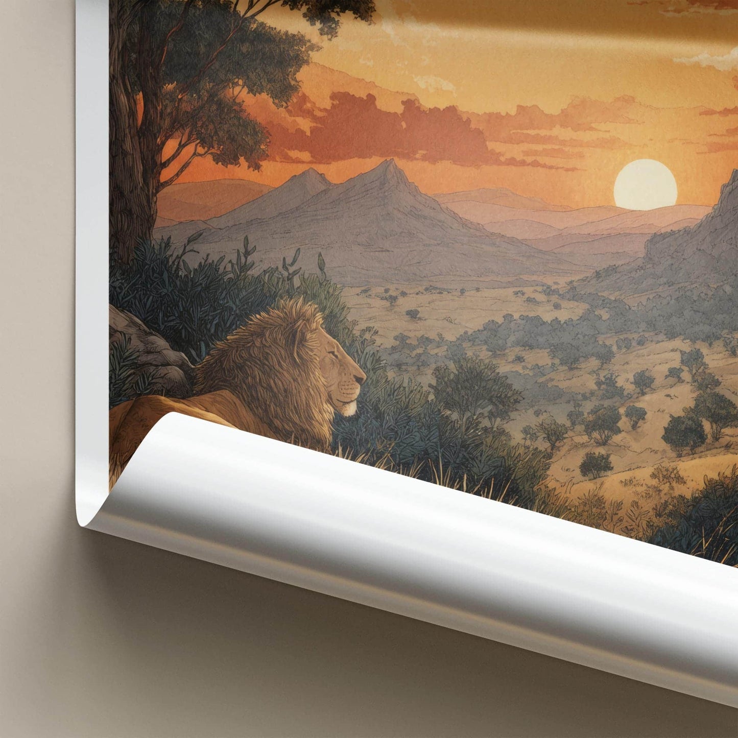 Gir Forest Poster - India Travel Art - Gujarat Lion Resting Sunset Home Decor