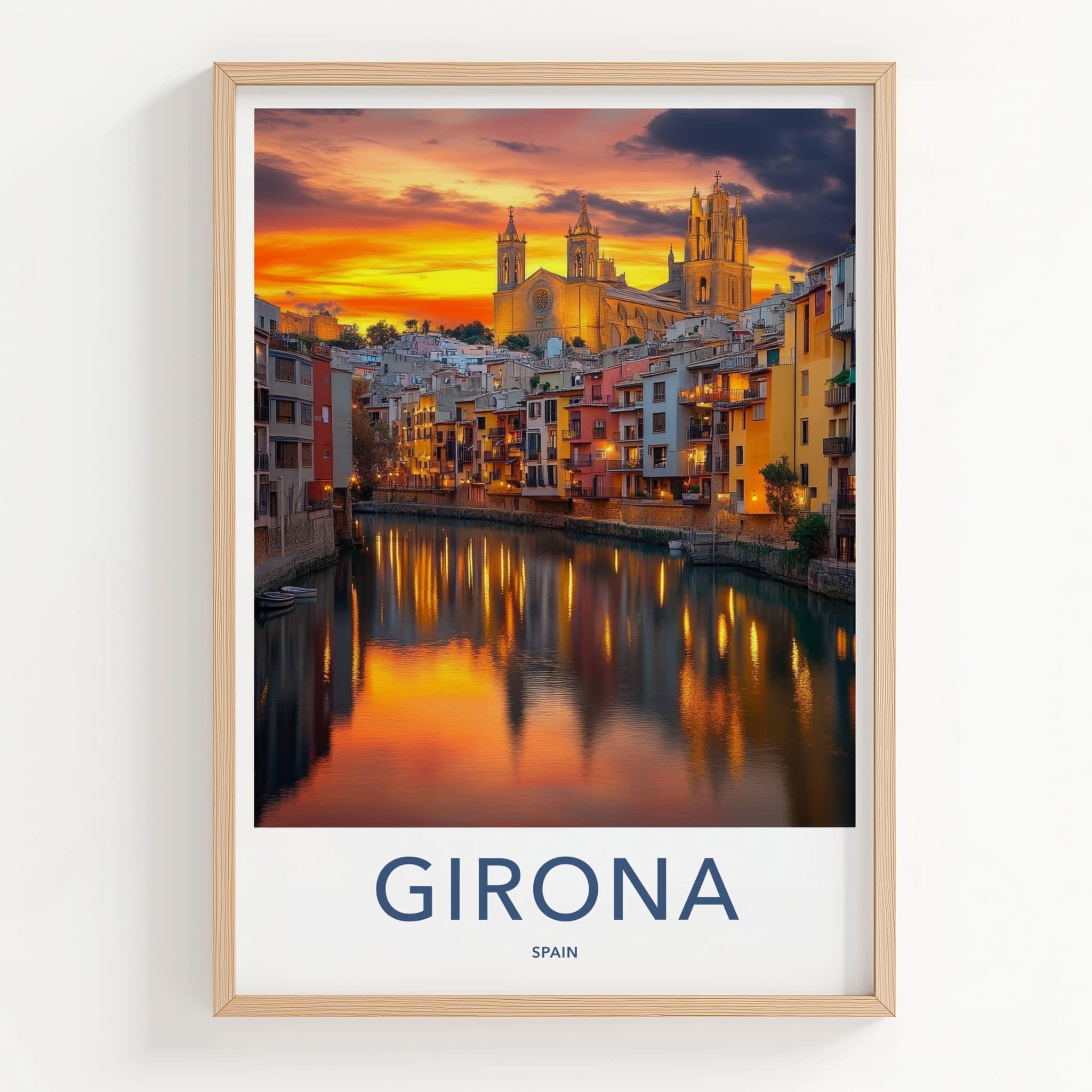 Girona Poster - Spain Framed Print - River City Sunset Home Decor