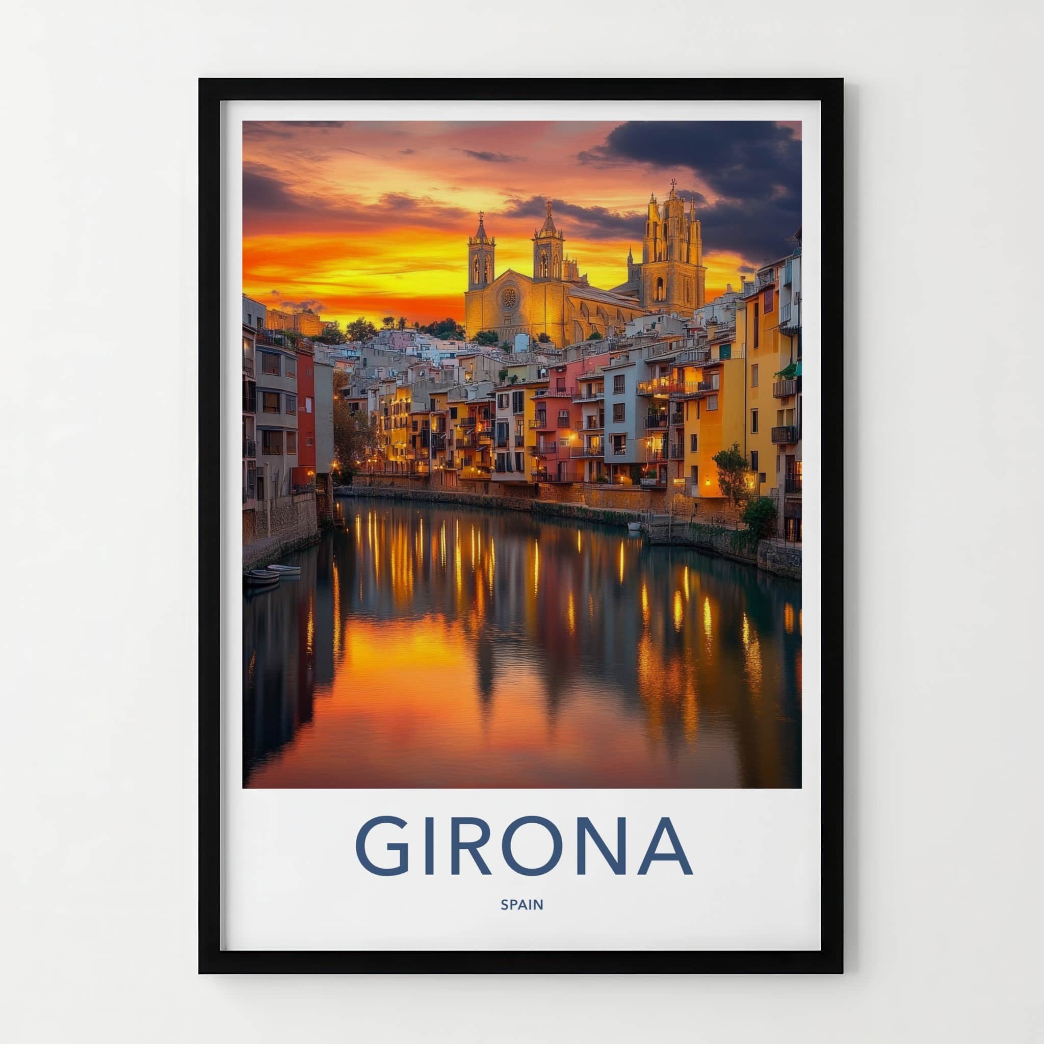 Girona Poster - Spain Framed Print - River City Sunset Home Decor