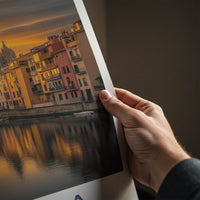 Girona Poster - Spain Travel Art - Vibrant City Sunset Home Decor