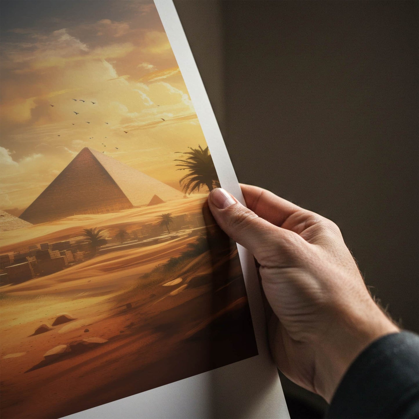 Giza Poster - Egypt Travel Art - Golden Desert Pyramids Home Decor