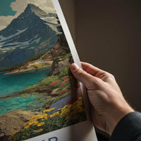 Glacier National Park Poster - Montana Fine Art - Blue Lake Mountain Gift