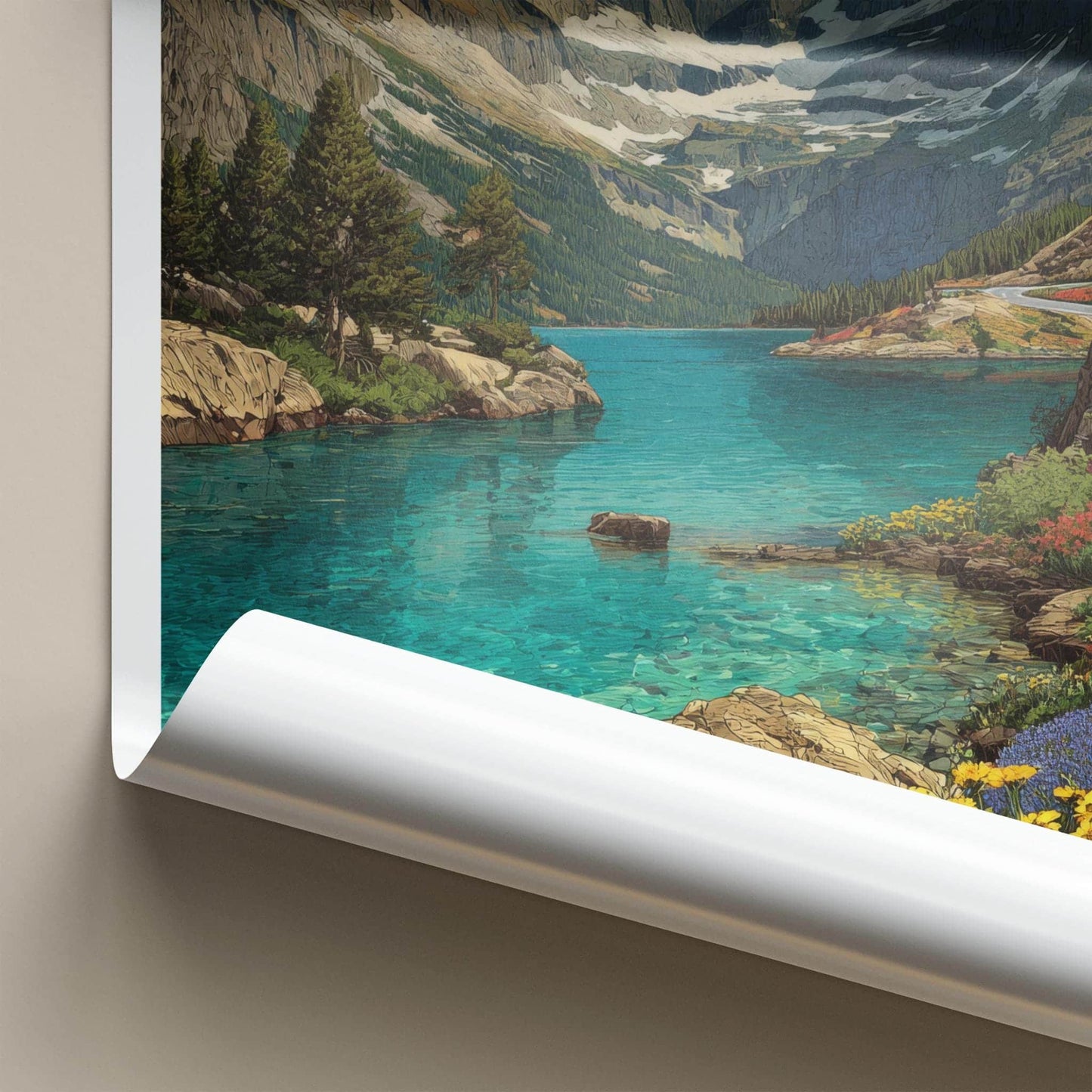 Glacier National Park Poster - Montana Fine Art - Blue Lake Mountain Gift