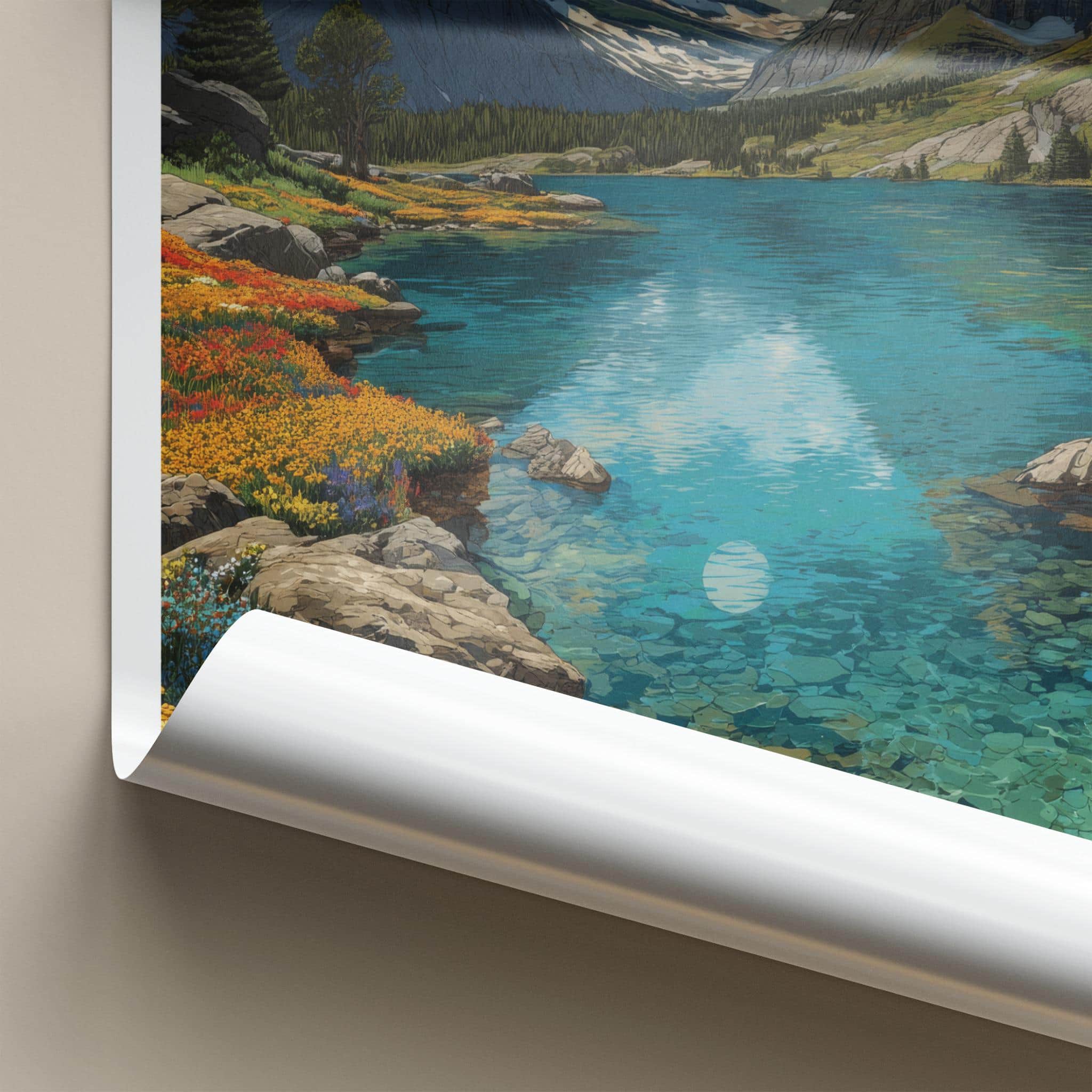 Glacier National Park Poster - Montana Travel Art - Lake Mountains Moon Home Decor